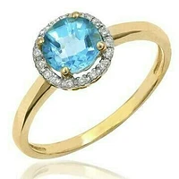 Topaz Ring with Diamond Halo 14KT Gold