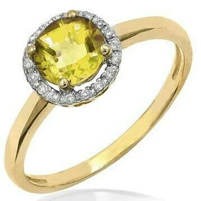 Citrine Ring with Diamond Halo 14KT Gold