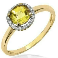 Citrine Ring with Diamond Halo 14KT Gold