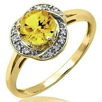 Citrine Ring with Diamond Whirl Halo 14KT Gold