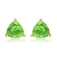 Triangular Peridot Earrings 14KT Gold