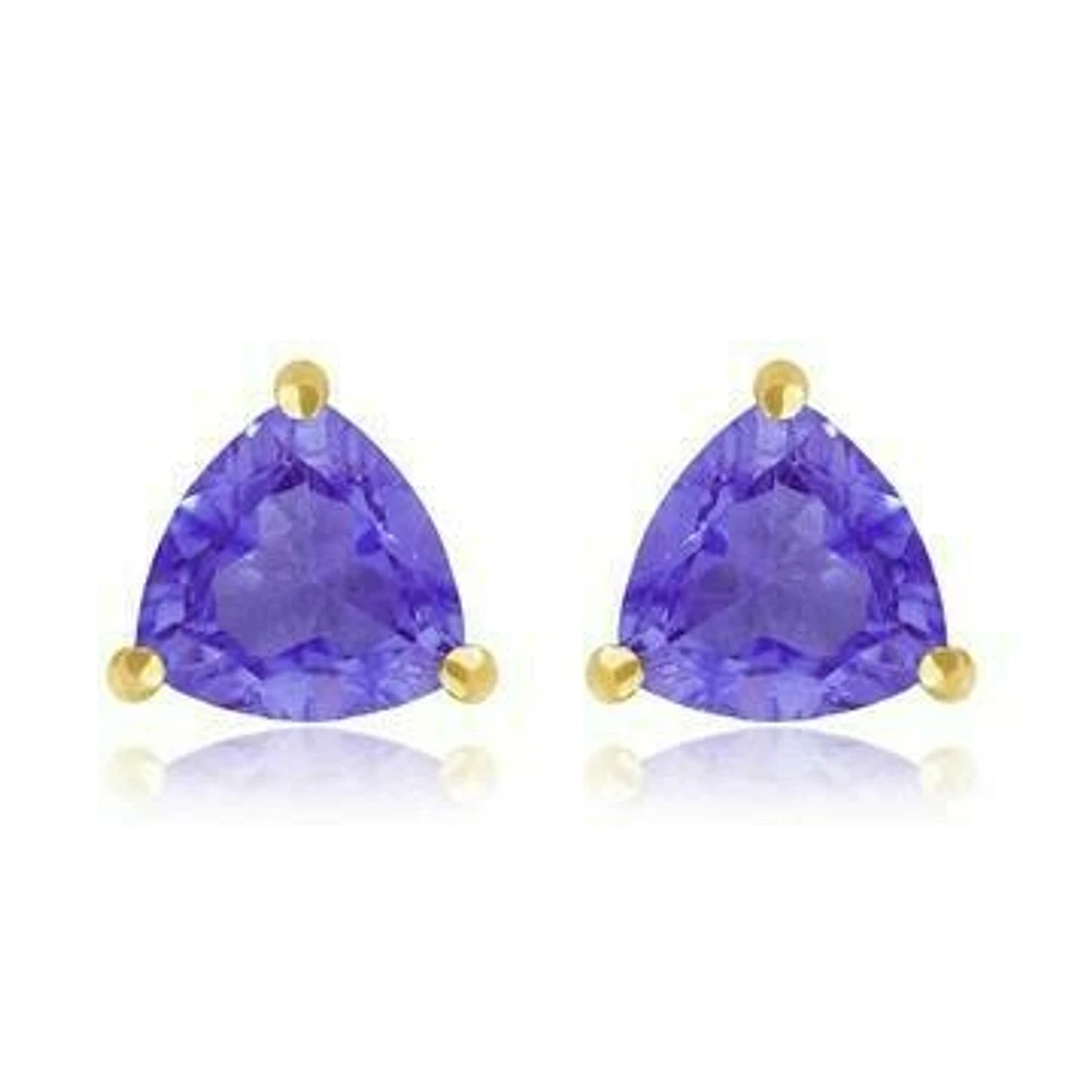 Triangular Amethyst Earrings 14KT Gold