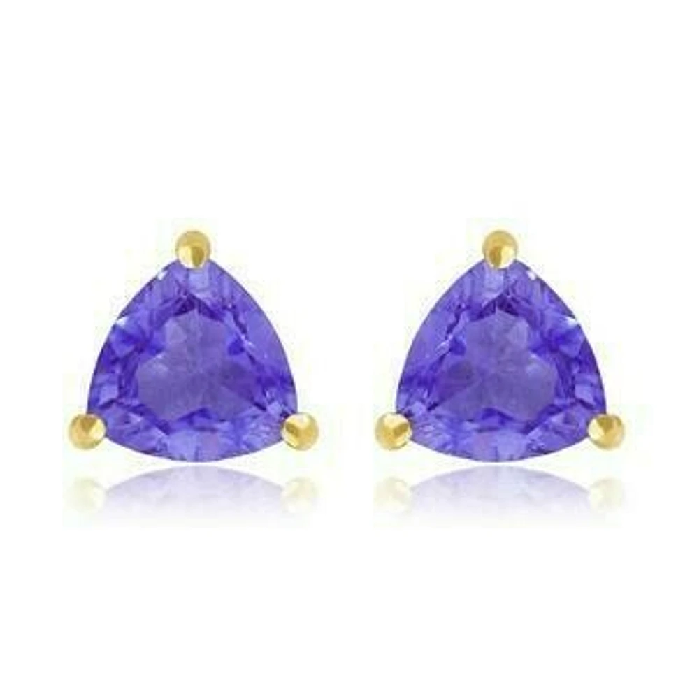 Triangular Amethyst Earrings 14KT Gold