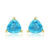 Triangular Blue Topaz Earrings 14KT Gold