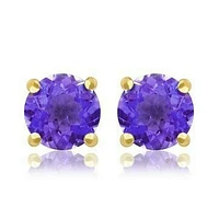 Round Amethyst Earrings 14KT Gold