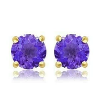 Round Amethyst Earrings 14KT Gold