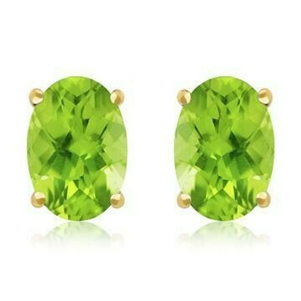 Oval Peridot Earrings 14KT Gold