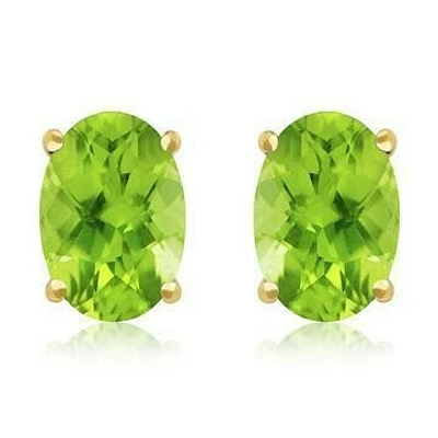 Oval Peridot Earrings 14KT Gold