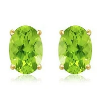 Oval Peridot Earrings 14KT Gold