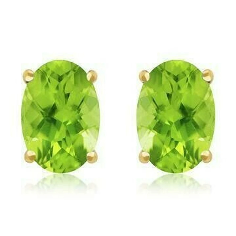 Oval Peridot Earrings 14KT Gold