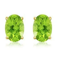 Oval Peridot Earrings 14KT Gold