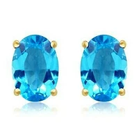 Oval Blue Topaz Earrings 14KT Gold