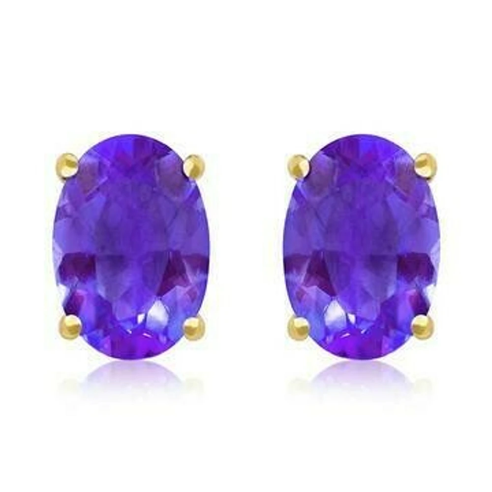 Oval Amethyst Earrings 14KT Gold