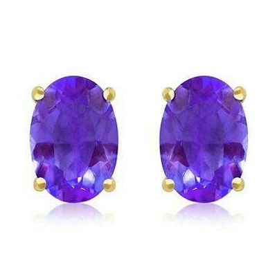 Oval Amethyst Earrings 14KT Gold