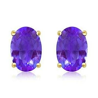 Oval Amethyst Earrings 14KT Gold