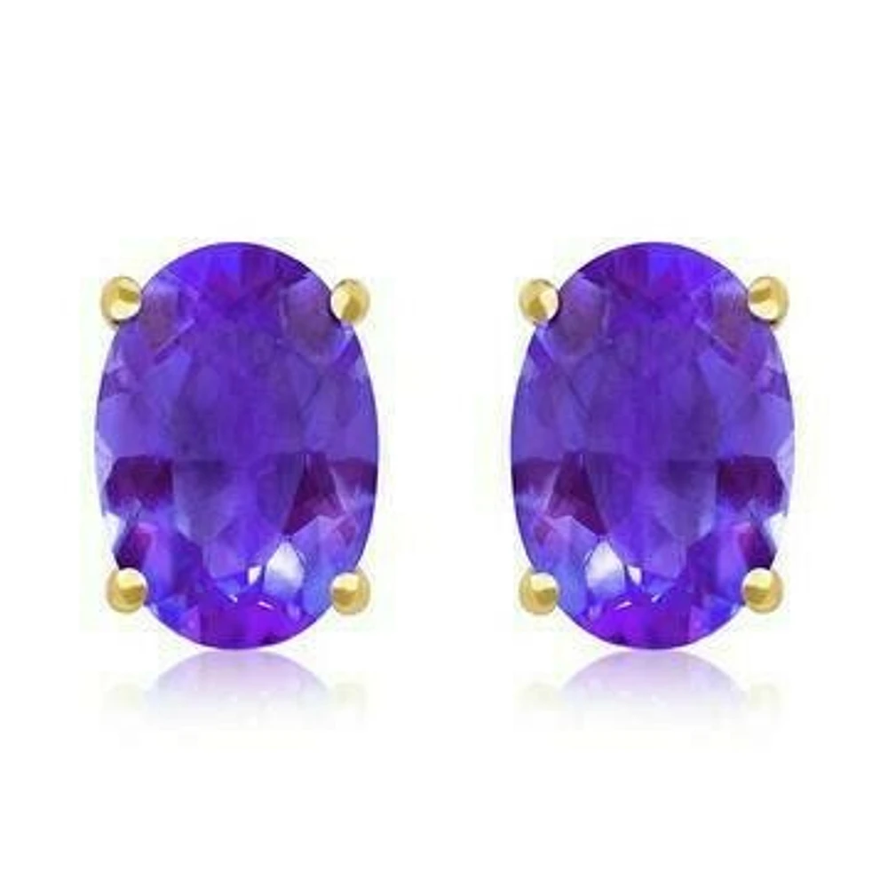 Oval Amethyst Earrings 14KT Gold