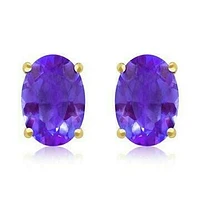 Oval Amethyst Earrings 14KT Gold