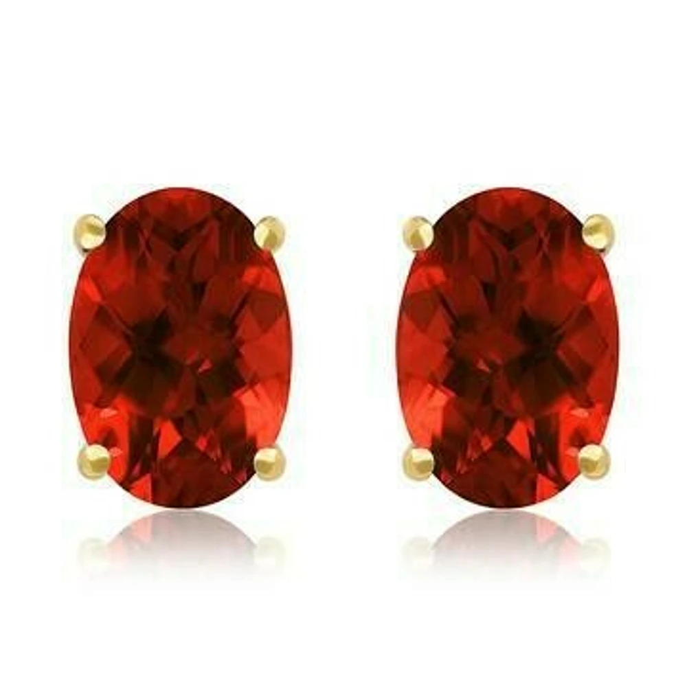 Oval Garnet Earrings 14KT Gold