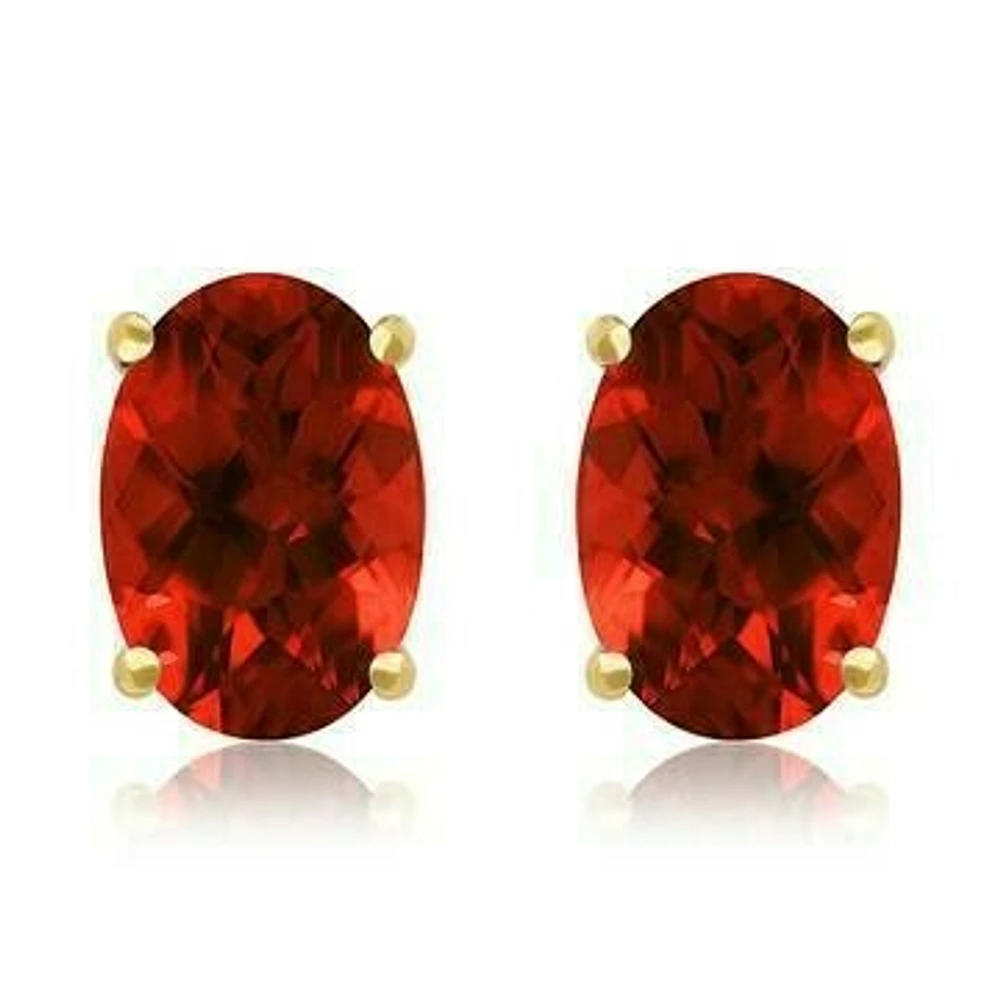 Oval Garnet Earrings 14KT Gold