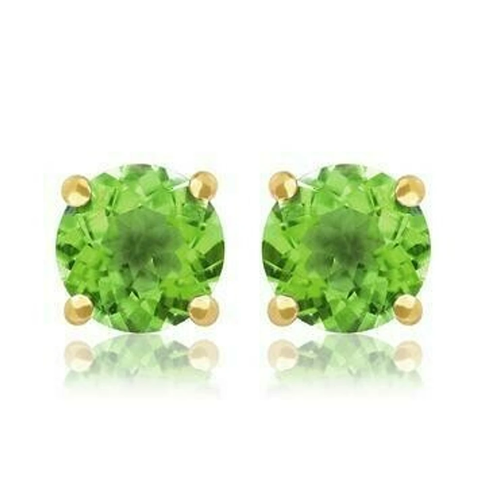 Round Peridot Earrings 14KT Gold