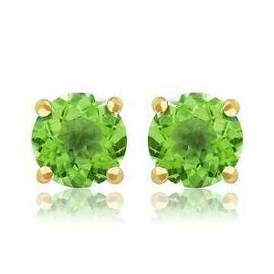 Round Peridot Earrings 14KT Gold