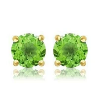 Round Peridot Earrings 14KT Gold