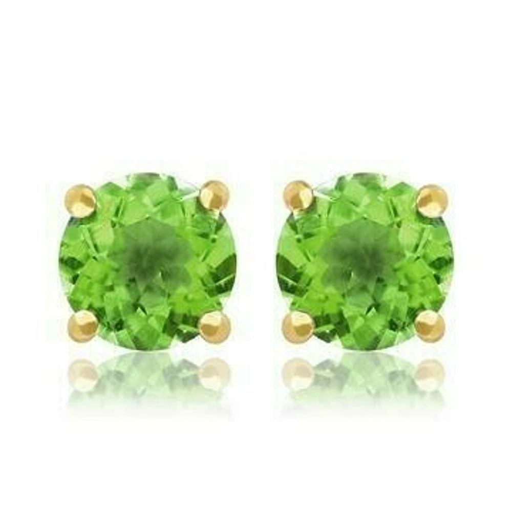 Round Peridot Earrings 14KT Gold