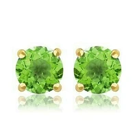 Round Peridot Earrings 14KT Gold