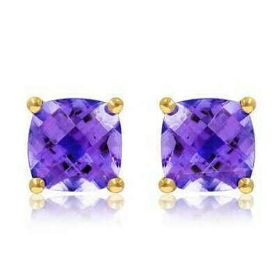 Cushion Amethyst Earrings 14KT Gold