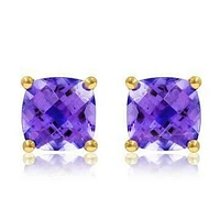 Cushion Amethyst Earrings 14KT Gold