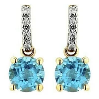 Topaz Earrings with Diamond Accent 14KT Gold