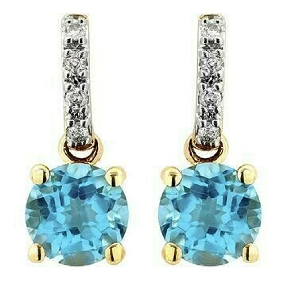 Topaz Earrings with Diamond Accent 14KT Gold