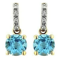 Topaz Earrings with Diamond Accent 14KT Gold