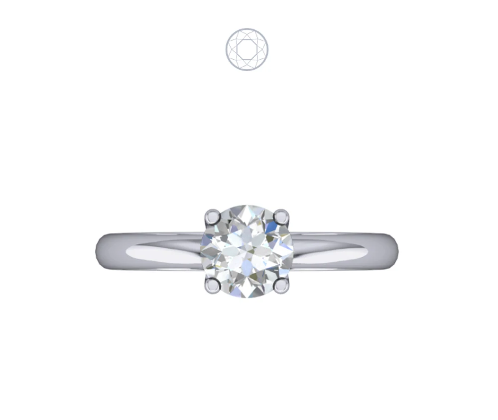 Solitaire Diamond Ring Four Prong Cathedral Zero