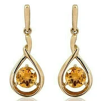 Citrine Dangle Teardrop Earrings 14KT Gold