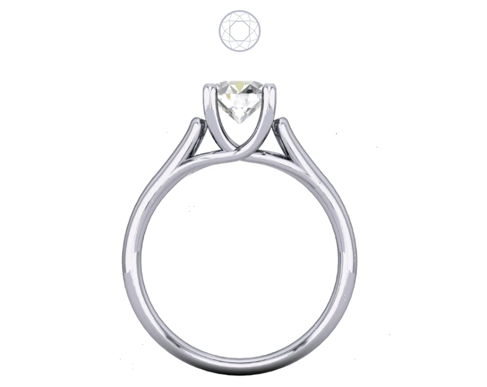 Solitaire Diamond Ring Cathedral Rise Four Prong