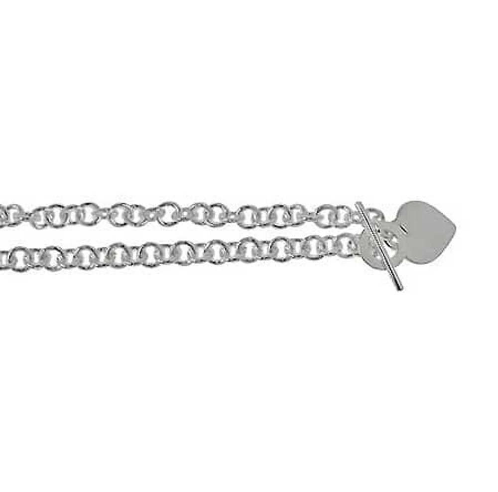 Sterling Silver, 8mm Round Belcher Bracelet With 20X25mm Heart Charm
