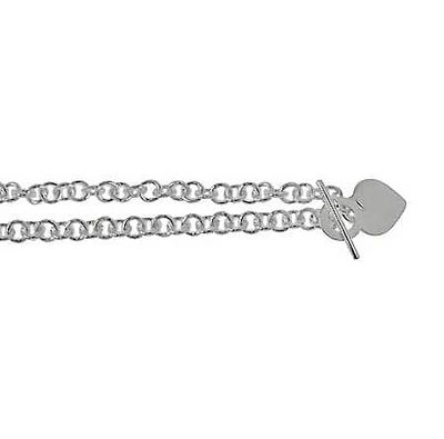 Sterling Silver, 8mm Round Belcher Bracelet With 20X25mm Heart Charm