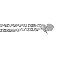 Sterling Silver, 8mm Round Belcher Bracelet With 20X25mm Heart Charm