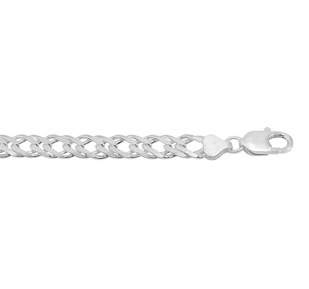 Sterling Silver, 5.8mm Double Link Rombo Bracelet