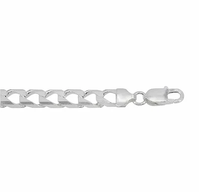Sterling Silver, 6.2mm Square Curb Bracelet