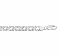 Sterling Silver, 8mm Double Link Rombo Bracelet