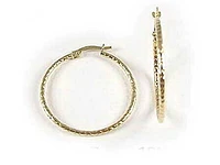 10K Gold Diamond Cut Hoop Earrings