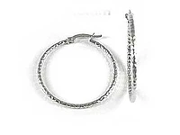 10K White Gold Diamond Cut Hoop Earrings