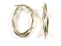 10K Two Tone Yellow & White Gold Twist Hoop Earrings