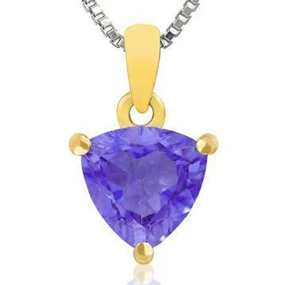 Triangular Amethyst Pendant 14KT Gold