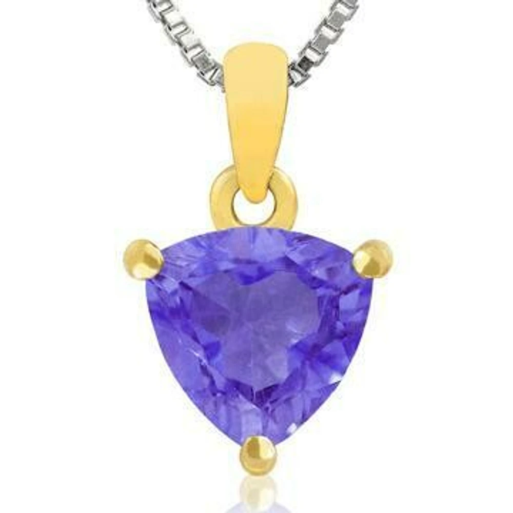 Triangular Amethyst Pendant 14KT Gold