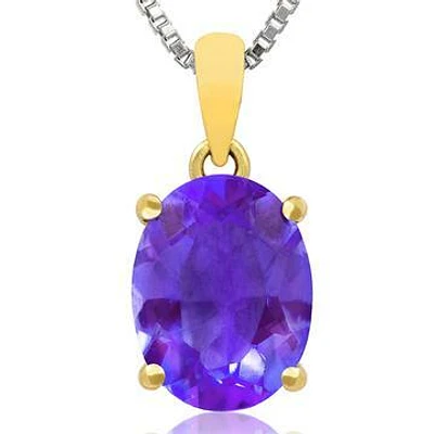 Round Amethyst Pendant 14KT Gold