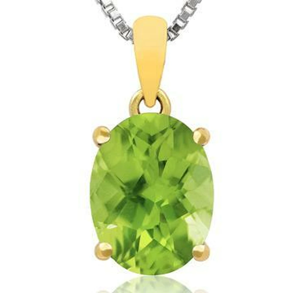 Round Peridot Pendant 14KT Gold