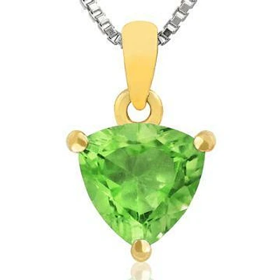 Triangular Peridot Pendant 14KT Gold